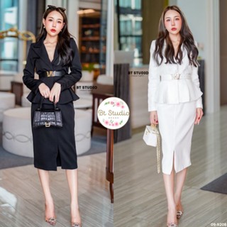 พร้อมส่ง💼 blazer+กระโปรงสอย +เข็มขัด 👜bt 09-9208