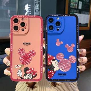 เคสป้องกันโทรศัพท์มือถือ ขอบสี่เหลี่ยม ลายบอลลูน มินนี่เมาส์ สําหรับ iPhone 14 Plus 13 Pro Max 12 iPhone 11 XR 8 7 SE 2022