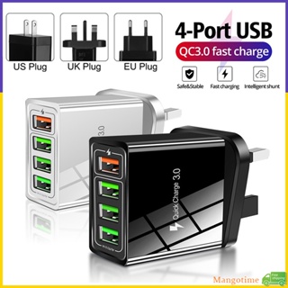 【จัดส่งรวดเร็ว】4.1A Qc 3.0 4 พอร์ต USB หัวชาร์จเร็ว สากล EU US UK อะแดปเตอร์ชาร์จโทรศัพท์ เดินทาง อะแดปเตอร์ชาร์จติดผนัง