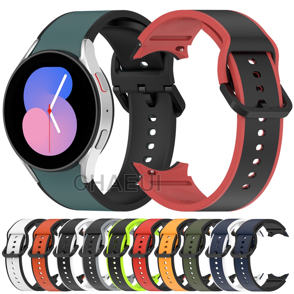 สายซิลิโคนคู่สีสร้อยข้อมือสําหรับ Galaxy Watch 7 FE 6 5 Pro 4 44mm 40mm 45mm Classic 42mm 46mm 47mm 43mm