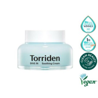 [พร้อมส่ง] Torriden Dive In Soothing Cream 100 ml แพ็คเกจใหม่ ครีมไฮยาลูรอน ครีมดําน้ํา เย็น ชื้น ครีมเกาหลี