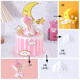 แอนนี่ แองเจิลทารกเครื่องประดับตกแต่งเค้กสุทธิสีแดงเล็กๆน้อยๆน่ารักสาวเจ้าหญิงตุ๊กตาวันเกิดเบเกอรี่เสียบใน