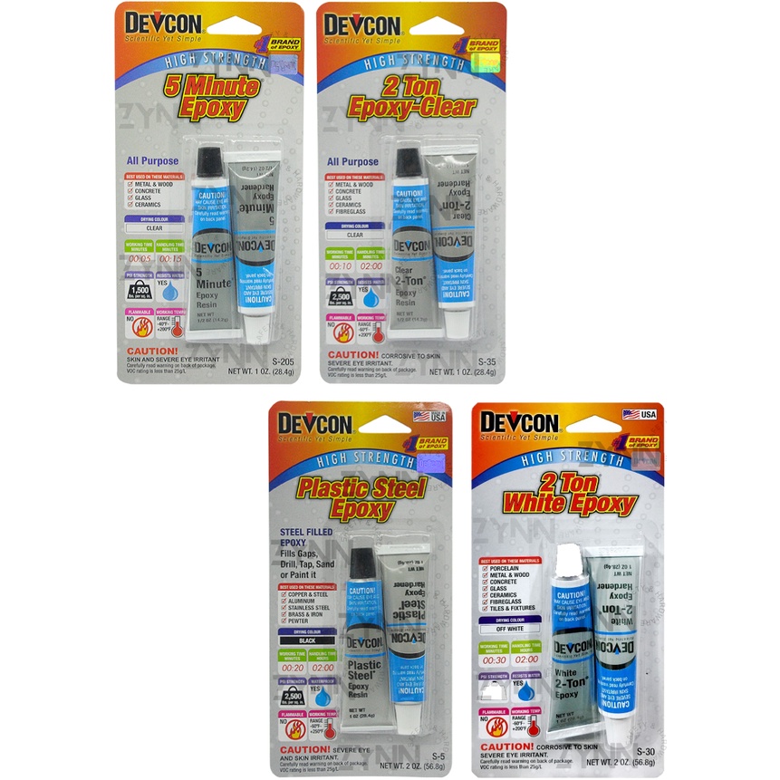 DEVCON EPOXY Iron Strength Repair กาวกาว 5min/2ton/ เหล็กพลาสติก /สีขาวใสสีดํา