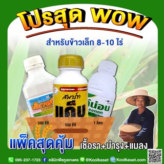 ชุดป้องกันและกำจัดแมลง เชื้อรา และบำรุงข้าว 8-10 ไร่  รักษาโรคใบไหม้ เมล็ดด่าง หนอน เพลี้ย และบำรุงข้าวติดดอกดก คูลเกษตร