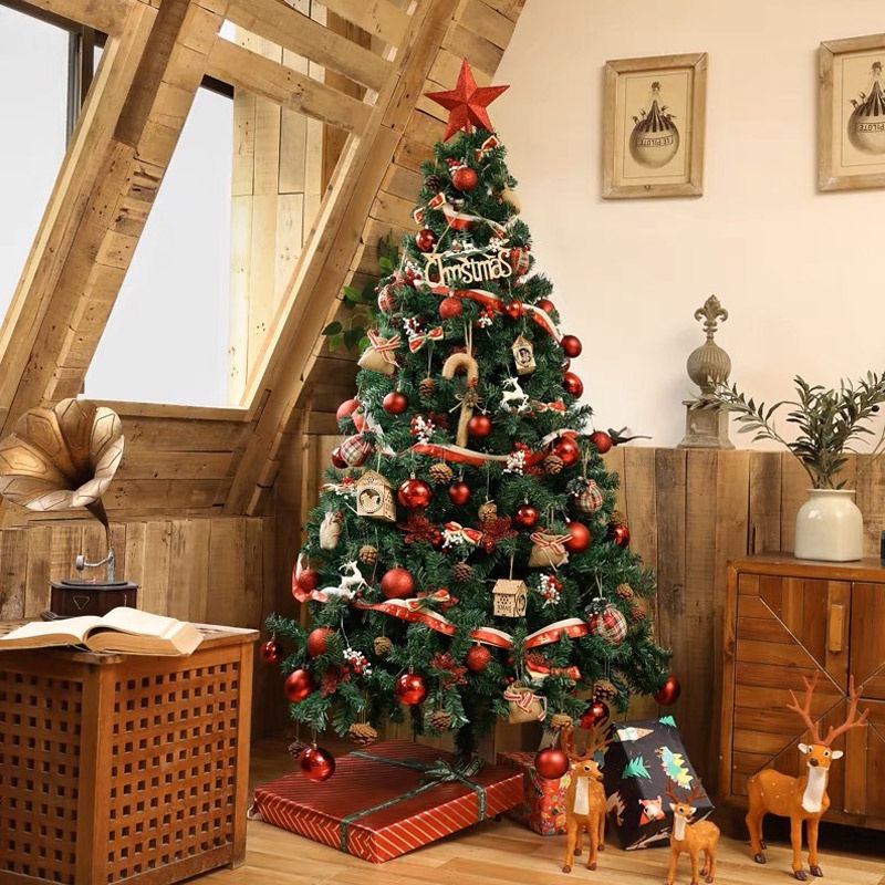 Christmas Tree ต้นคริสต์มาสปลอม ต้นคริสต์มาสสีเขียวพุ่มหนา ขนาด 90 CM ประดับตกแต่งคริสต์มาสสำเร็จรูป