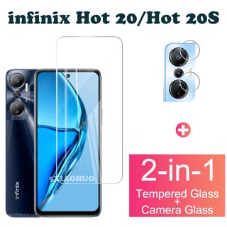 2in1 ฟิล์มกระจกนิรภัยกันรอยหน้าจอ และฟิล์มเลนส์กล้อง สําหรับ infinix Hot 20 20S Hot 11 2022