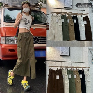 LADY_JEANS#2795(ใส่โค้ด 𝐌𝐈𝐃𝐍𝐈𝐆𝐇𝐓𝟗𝟏𝟓 ลด 50%)กระโปรงแฟชั่น คาร์โก แนวY2Kสไตล์ กระโปรง ผู้หญิง พร้อมส่ง