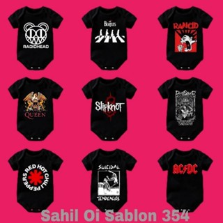 ชุดจั๊มสูท บอดี้สูท ผ้าฝ้าย ผสมโลหะ กันลื่น ลายวงร็อคดนตรี Rancid Slipknot the Beatles suicidal Moslem red hod chili peppers Queen ACDC deadsquad สีดํา สําหรับเด็กผู้ชาย และเด็กผู้หญิง