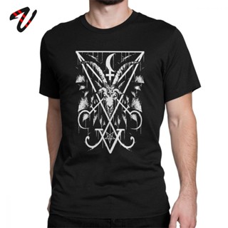 เสื้อยืด ผ้าฝ้าย พิมพ์ลาย Sigil Of Lucifer And Baphomet สไตล์ฮิปฮอป ของขวัญคริสต์มาส สําหรับผู้ชายS-5XL