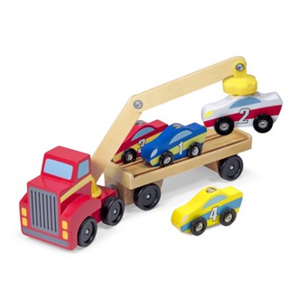 [บรรทุก+4คัน] รุ่น 9390 รถยกแม่เล็ก + รถแข่ง 4 คัน ยกด้วยแม่เหล็ก Melissa &amp; Doug Magnetic Car Loader รีวิวดีใน Amazon USA โยกได้ ผสมได้ ของเล่นรถ มาลิซ่า 2 ขวบ