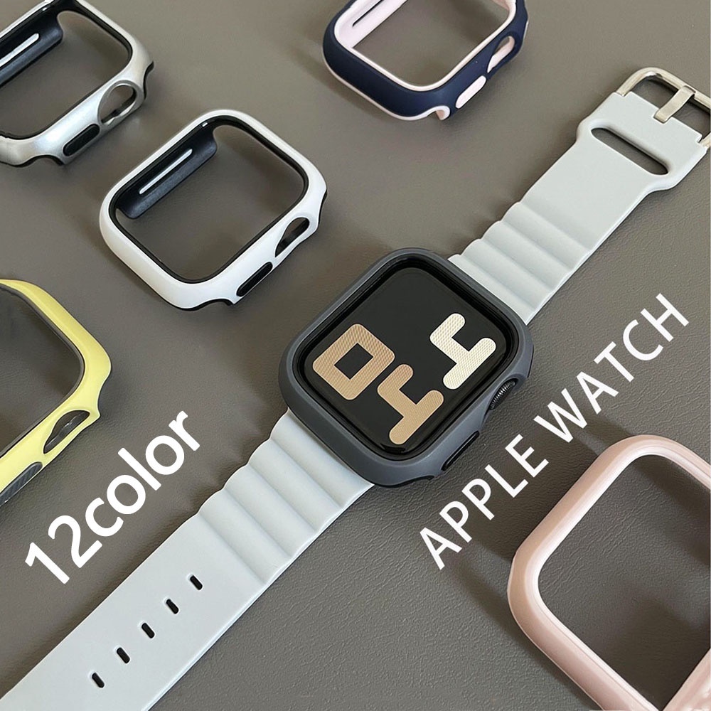 [พร้อมส่ง] เคสนาฬิกาข้อมือ ซิลิโคนนิ่ม แข็ง สองสี สําหรับ Apple watch series 7 6 SE 5 4 40 มม. 44 มม. 4
