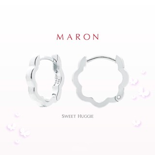 MARON - Happy Lining Sweet Huggie Earring เงินแท้925 ชุบ White Gold