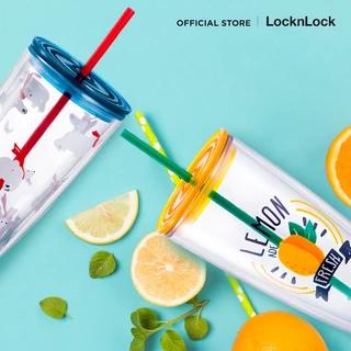 LocknLock แก้วพลาสติก 2 ชั้นพร้อมหลอด Double Wall Cold Cup รุ่น HAP507