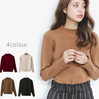 🔥386🔥พร้อมส่ง ส่งไว ทันใจ ร้านคนไทยค่ะ❤️เสื้อ Sweater ทรงตรง คอปีน ไหมพรม