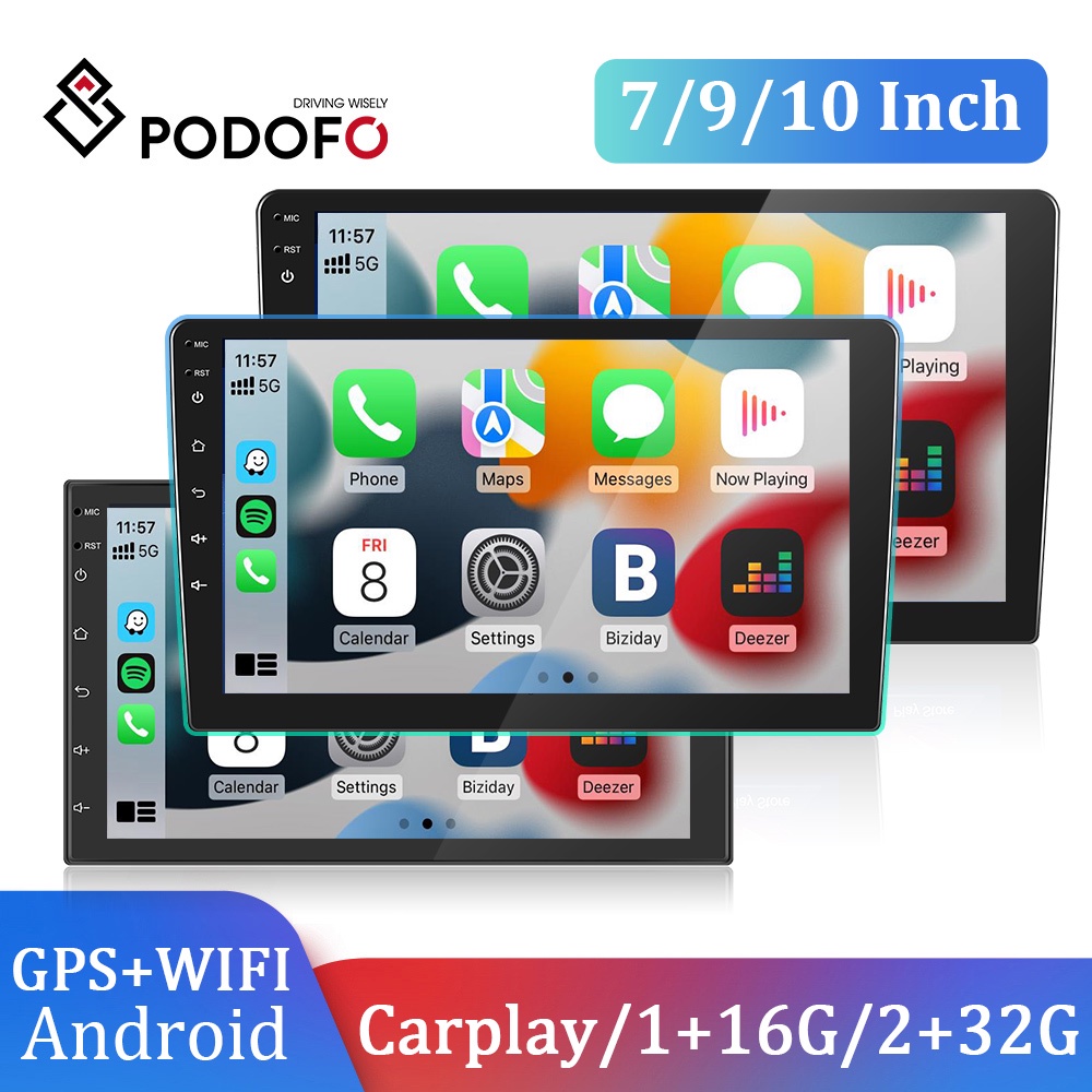 Podofo Car Radio 2din 7"/9"/10" GPS Android 10 Multimedia Player Universal For Toyota Volkswagen Hyundai