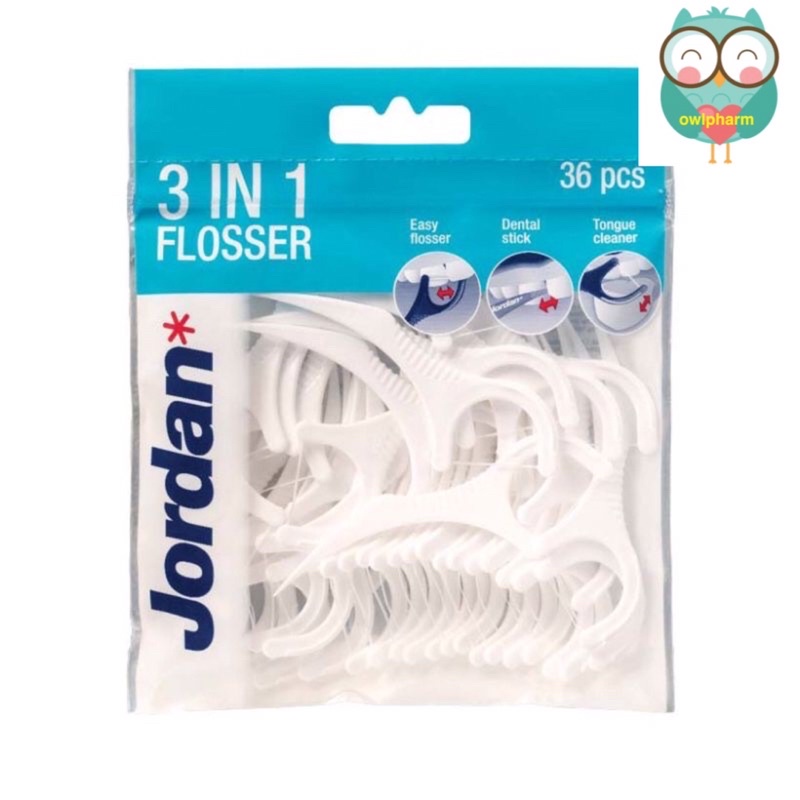 Jordan 3-in-1 Dental Flosser 36s ฟรีเคสเดินทาง (1 ชิ้น)