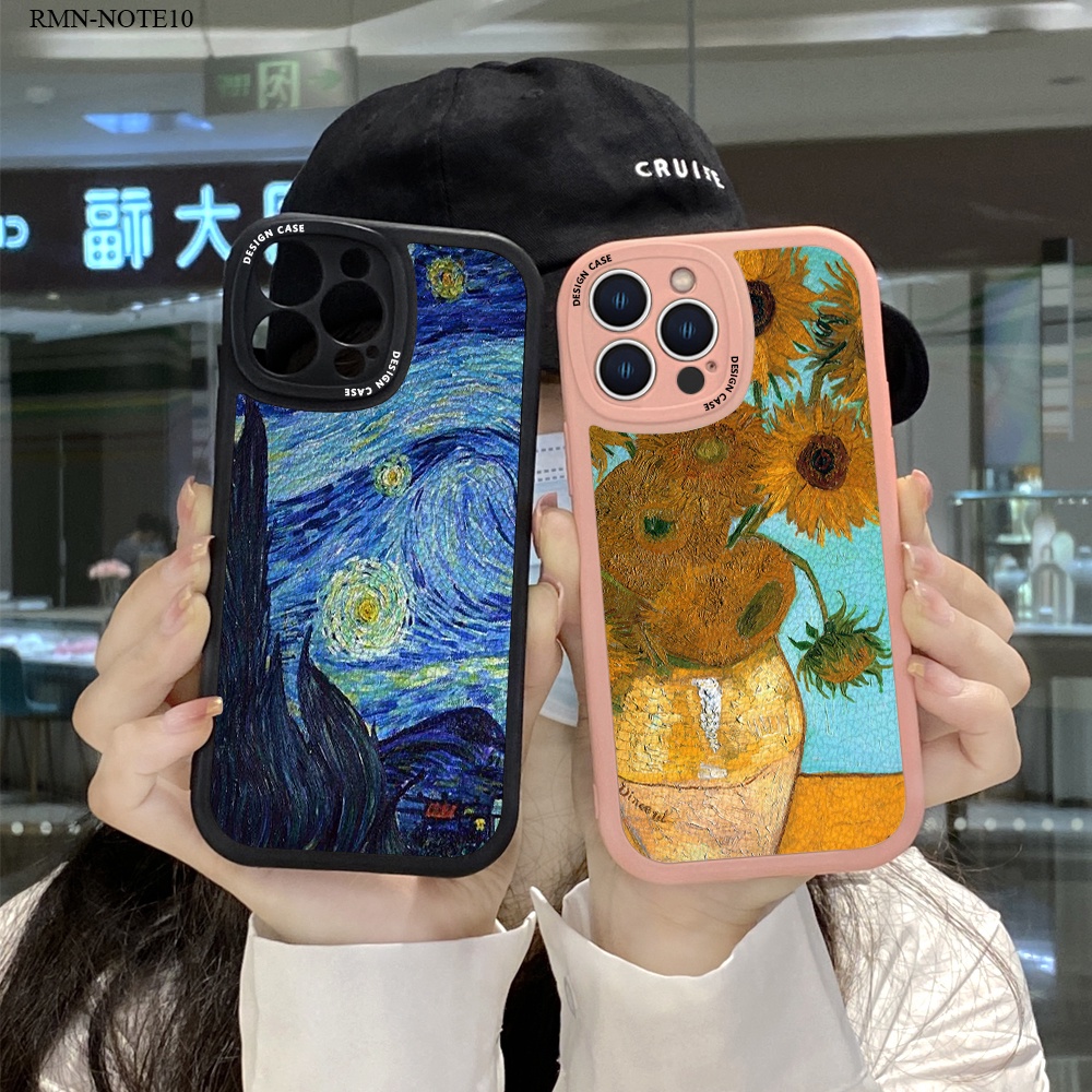 Xiaomi Redmi Note 10 10S 9 9S 8 7 Pro 5G สำหรับ Case Oil Painting เคสโทรศัพท์ Cover Lambskin Cases