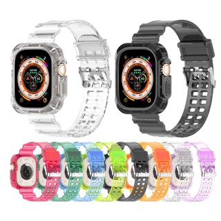 สายนาฬิกาข้อมือ TPU นิ่ม แบบใส สําหรับ Apple watch Strap Series 8 7 6 se 5 4 3 2 Ultra 49 มม. ขนาด 49 มม. 38 มม. 40 มม. 41 มม. 42 มม. 44 มม. 45 มม.