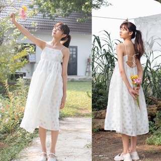 chuuchop_พร้อมส่ง(C7858)✨🩰 🍨Magarita ribbon dress ชุดเดรสยาวสายเดี่ยว ผูกโบว์หลัง ลุคเจ้าหญิง