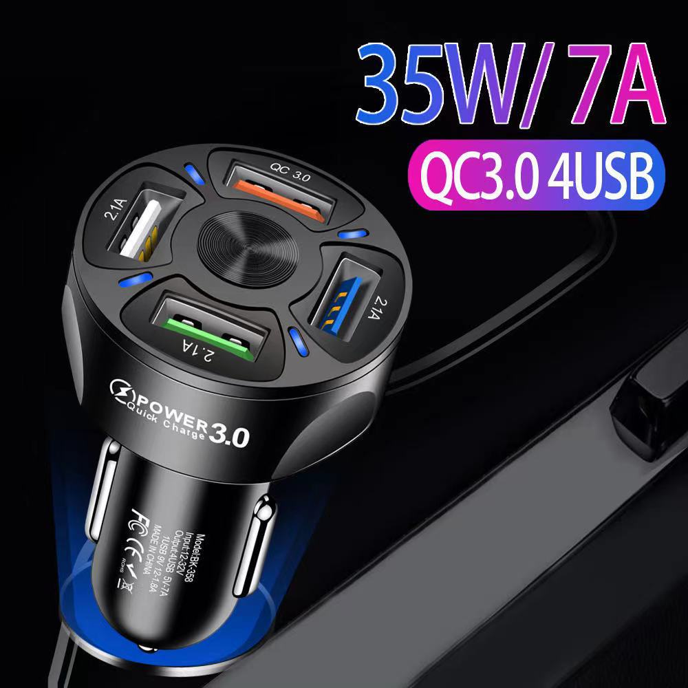 Qc3.0 ที่ชาร์จโทรศัพท์มือถือในรถยนต์ 3.1A 3.0 4usb แบบชาร์จเร็ว