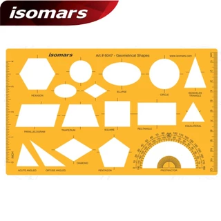 แผ่นเพลทพลาสติก isomars ขนาด 24x12 ซม.สำหรับงานออกแบบ ไม้บรรทัดเพลท รวม วงกลม สามเหลี่ยม สี่เหลี่ยม