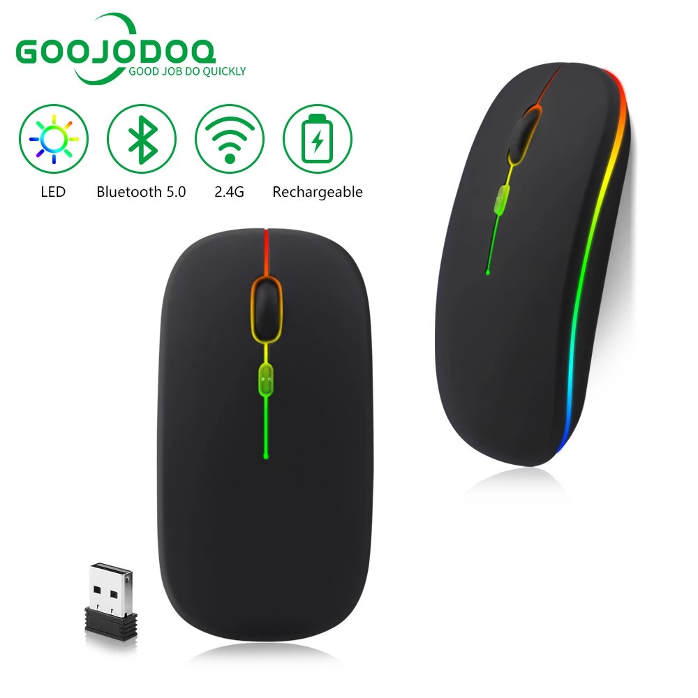 GOOJODOQ 🇹🇭【ไทยแลนด์สปอต】เมาส์ไร้สาย เมาส์บลูทูธ เมาส์เล่นเกมแบบเรืองแสงสี LED