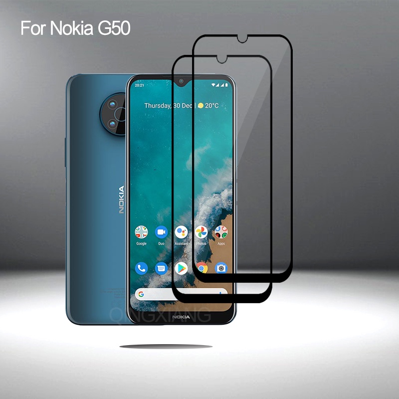 2 ชิ้น Nokia G50 5G กรณีกระจกนิรภัยสําหรับ Nokia G21 C10 2.2 C20 C30 G10 G50 ขอบดํา-Protector ฟิล์มกระจกนิรภัย