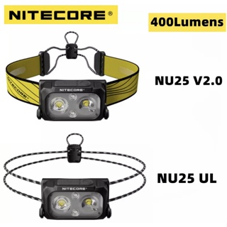 พร้อมส่ง NITECORE NU25 UL V2ไฟหน้าแบบชาร์จไฟได้400Lumens Dual Beam ติดตั้ง Spotlight Floodlight Ultra ไฟคาดศีรษะแสง