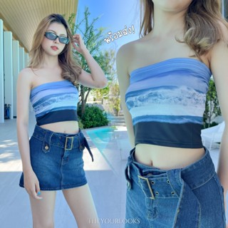 Theyourlooks ♡ พร้อมส่ง Sea printed tube top เสื้อเกาะอก พิมพ์ลายทะเล 🌊 (TYL427)