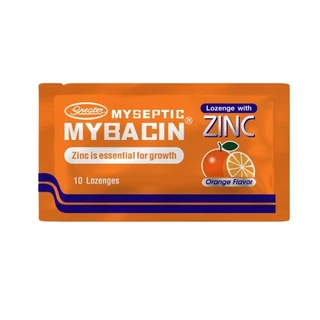 มายบาซิน Mybacin Zinc เม็ดอม มายเซพติค ผสมซิงค์ รสส้ม, มะนาว /องุ่นมะนาว แบล็คเคอร์แรนด์ 10 เม็ด