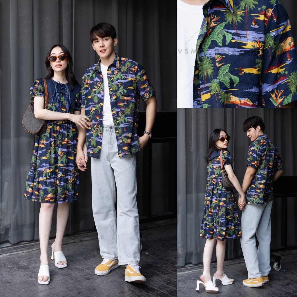 🏷VSM COUPLE #3056-1 ชุดคู่รัก ชุดคู่ออกงาน สีกรม ไปเที่ยว ถ่ายพรีเวดดิ้ง