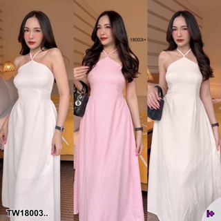 18003 แม็กซี่เดรสยาว สายคล้องคอ long maxi dress neck strap