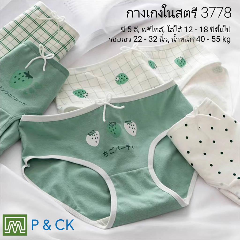 #3778 กางเกงในเด็ก นักเรียน: (ฟรีไซส์, ใส่ได้ 12 - 18 ปีขึ้นไป) คุณภาพดี, ผ้าคอตตอน 100% (เลือกได้ 5 สี)