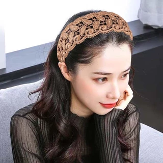BROA ผู้หญิงผม Hoop อินเทรนด์ Elegant ดอกไม้กว้างด้านข้าง Hollow Non Slip Lace Hairbands