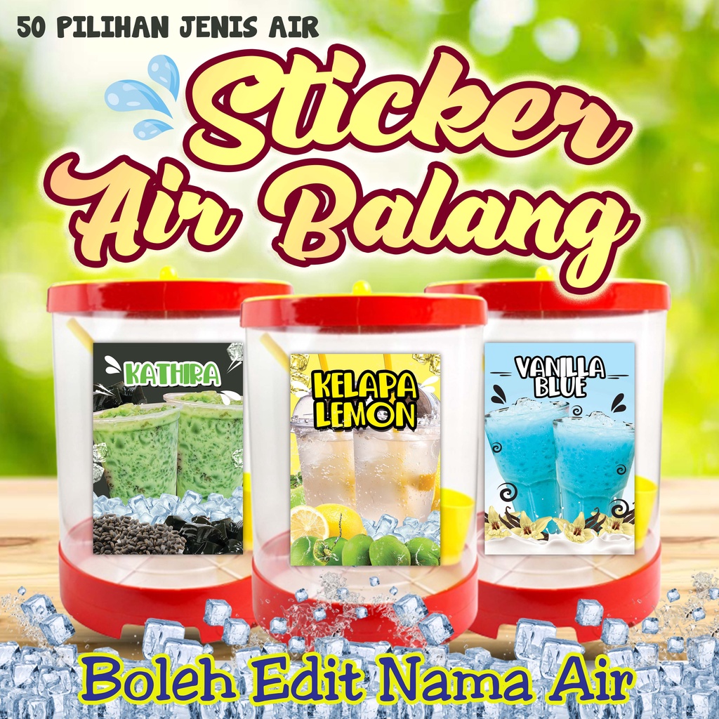 สติ๊กเกอร์ AIR BALANG SAIZ A4 - BOLEH EDIT NAMA AIR