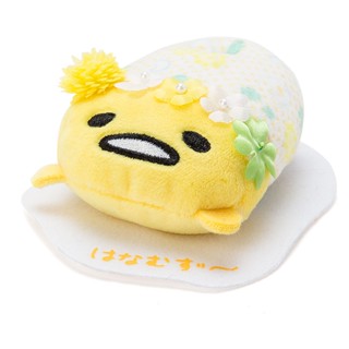 ตุ๊กตา Mamepuchi Sanrio Flower แบบนอนตัวเล็ก ลาย Gudetama ขนาด 8.5 x 4.5 x 9 ซม.