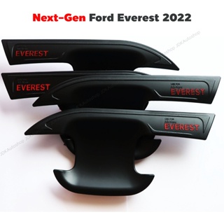 Next Gen FORD EVEREST 2022 เอเวอร์เรส 2022 เบ้ารองมือเปิดประตู สีดำด้าน โลโก้แดง