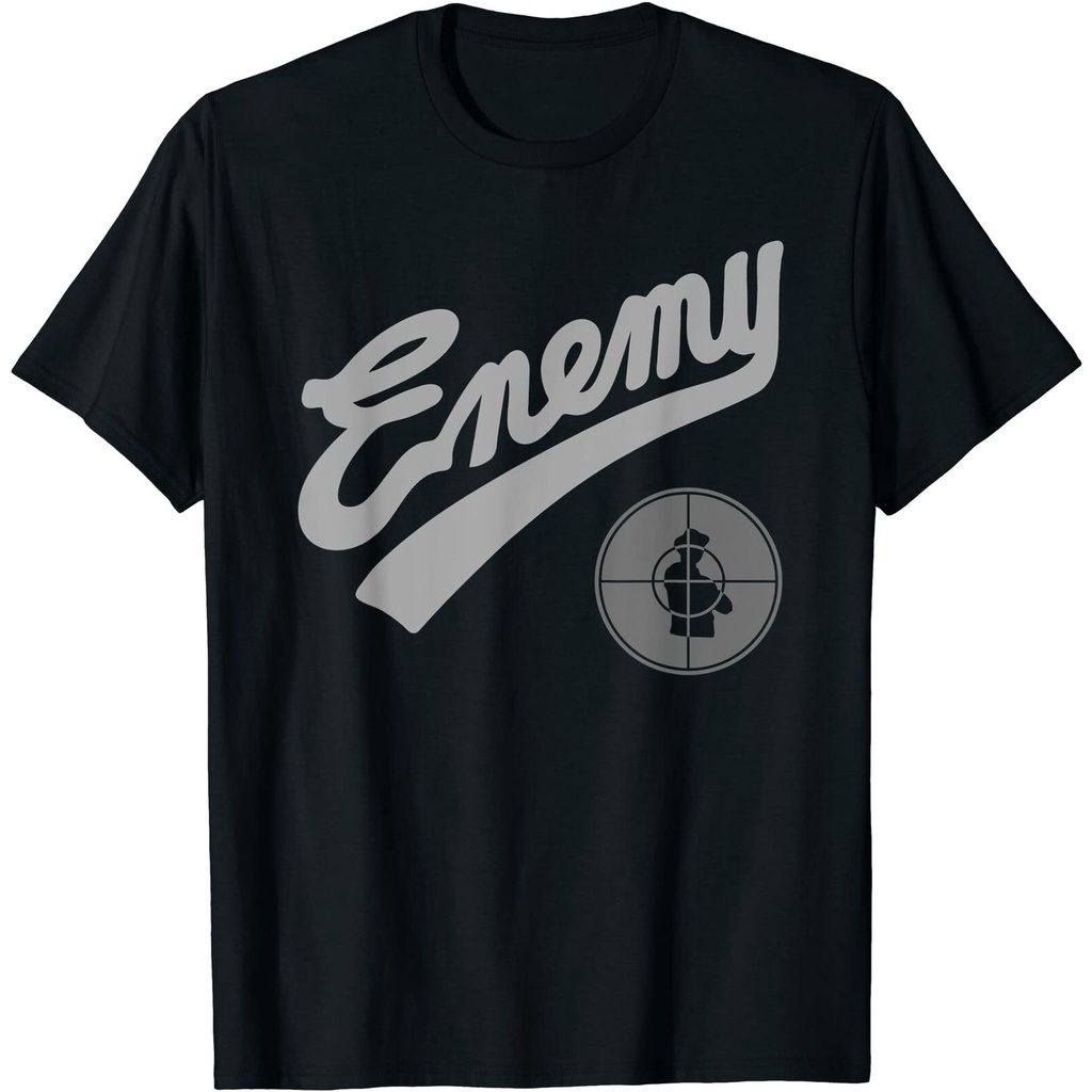 เสื้อยืด Public Enemy Enemy Target เสื้อยืดสีดําและสีเทา