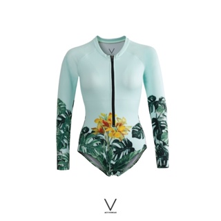 V ACTIVEWEAR SS2022/1 BUDDHARAKSA BODYSUIT ชุดว่ายน้ำ บอดี้สูทแขนยาว มีฟองน้ำในตัวผ้าหนา กัน UV UPF 50+