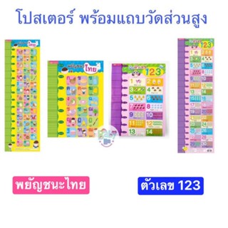 โปสเตอร์ นับตัวเลข 123 พยัญชนะไทย พร้อมแถบวัดส่วนสูง Poster