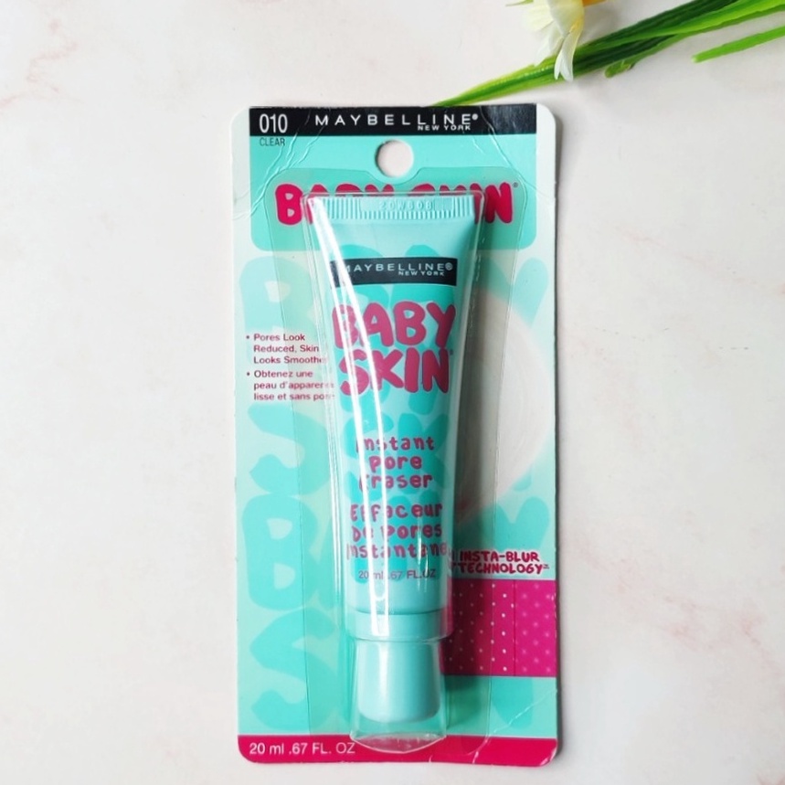 Baby Skin Instant Pore Eraser Primer, 010 Clear, 20 ml เมย์เบลลีน ไพรเมอร์ เบลอรูขุมขน ผิวเรียบเนียน