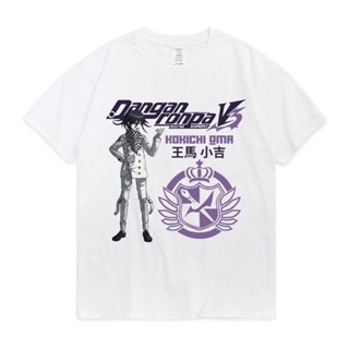 เสื้อตราหานคู่ อะนิเมะ Danganronpa V3 ฆ่าความสามัคคี Oma Kokichi พิมพ์เสื้อยืดแฟชั่นสบาย ๆ สบาย ๆ 100% ผ้าฝ้ายเสื้อยืด S