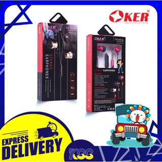 หูฟังมือถือ ราคาถูก เสียงดี Oker Small Talk Stereo Earphones H-121 ดำ/แดง.