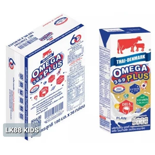 (Exp.14/4/27)ไทย-เดนมาร์ค โอเมก้าพลัส นม UHT 180 ml 1 ลัง 36 กล่อง