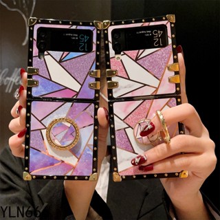 เคสโทรศัพท์มือถือ ทรงสี่เหลี่ยม ป้องกันรอยขีดข่วน แบบพับได้ หรูหรา สําหรับ Samsung Galaxy Z Flip3 5G Z Flip4 5G