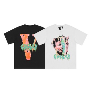 เสื้อยืดแขนสั้นลําลอง ผ้าฝ้าย พิมพ์ลาย VLONE แฟชั่นฤดูร้อน สไตล์สปอร์ต สําหรับผู้ชาย และผู้หญิง