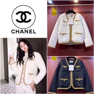 เสื้อแจ็คเก็ตแขนยาว CHANEL SS23 PRE WINTER PUFFER NYLON WITH GOLD JACKET