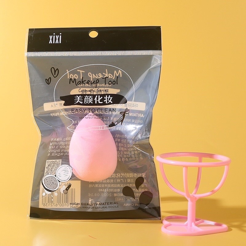P-03✨XiXi ฟองน้ำแต่งหน้า พร้อมที่วางพัฟ พัฟรูปไข่ พัฟแต่งหน้า พัฟทรงหยดน้ำ ฟองน้ำเกลี่ยรองพื้น แต่งหน้า อุปกรณ์แต่งหน้า