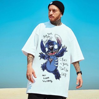 Stitzer เสื้อยืดแขนสั้น คอกลม พิมพ์ลาย สไตล์ฮิปฮอป ยุโรป อเมริกัน ทรงหลวม แฟชั่นฤดูร้อน สําหรับผู้ชาย วัยรุ่น