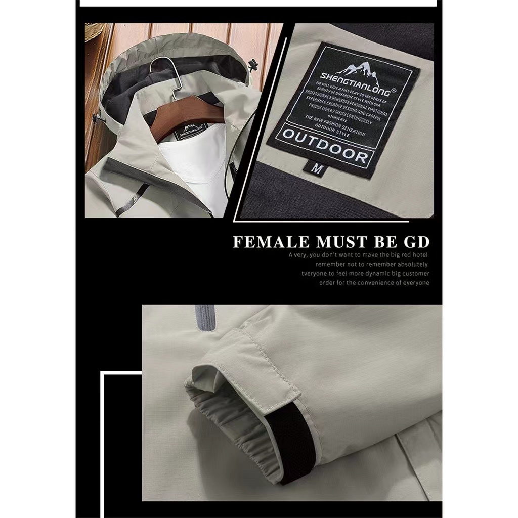 แจ็คเก็ตใหม่ล่าสุดกันฝนกันน้ำถอดหมวกได้กระเป๋ามีซิป 1898# - รูปที่ 6